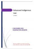 6 NOVEMBER 2023 EXAM ANSWERS - Advanced Indigenous Law (LCP4804)