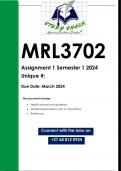 MRL3702 Assignment 1 (QUALITY ANSWERS) Semester 1 2024