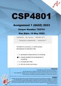 CSP4801 Assignment 1 (QUIZ ANSWERS) 2023 (702791)