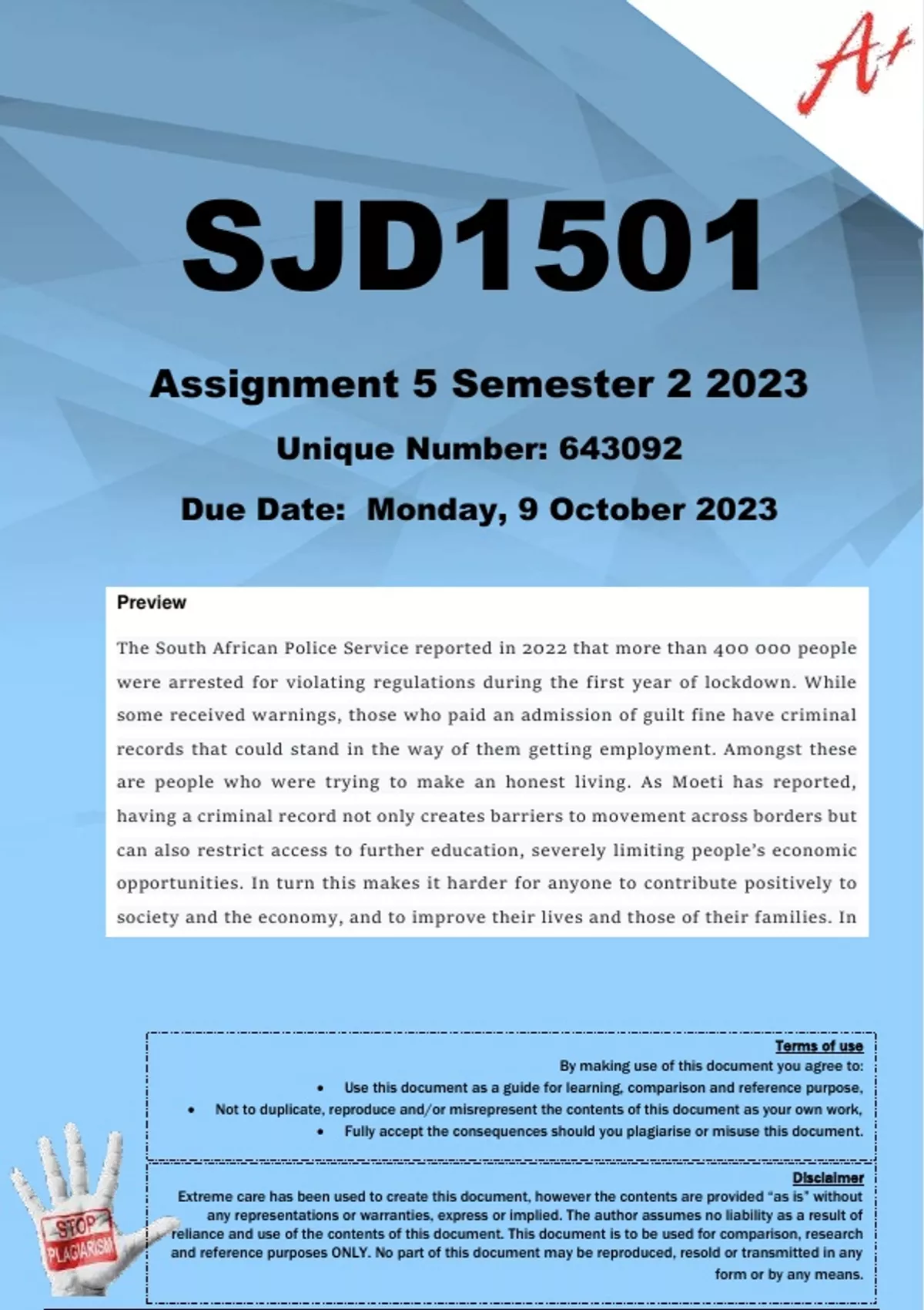 sjd1501 assignment 5 answers