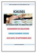 ICA1501 ASSIGNMENT 05 SOLUTIONS 2023 (DUE DATE- 29 SEPTEMBER 2023)