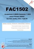 FAC1502 Assignment 3 (QUIZ) Semester 1 2023 (898207)