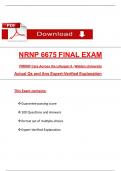 NRNP 6675 Final Exam Qs and Ans with Explanation &lpar;Latest 2026 &sol; 2027&rpar;&colon; Most Comprehensive to Pass the Exam&comma; 100&percnt; Verified - UPDATED