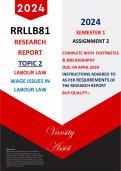 RRLLB81 "2024" Assignment 2 - Semester 1- &lpar; Topic 2 - Labour Law&rpar; Wage Issues in Labour Law With Footnotes & Bibliography &excl;&excl; Buy Quality