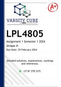 LPL4805 Assignment 1 (DETAILED ANSWERS) Semester 1 2024 - DISTINCTION GUARANTEED