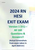2024 RN HESI EXIT EXAM Version 1 (V1) – All 160 Questions & Answers!!