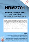 HRM3701 Assignment 2 (COMPLETE ANSWERS) Semester 2 2023 (607208) - DUE 20 September 2023