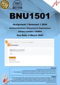 BNU1501 Assignment 1 (COMPLETE ANSWERS) Semester 1 2024 (154994) - DUE 4 March 2024