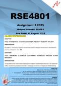 RSE4801 Assignment 3 (COMPLETE ANSWERS) 2023 (745382) - DUE 30 August 2023
