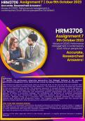 Answers For HRM3706 Assignment 7 | Due: 9th October 2023 (See Example Page) Accurate Answers in accordance with the given guidelines.