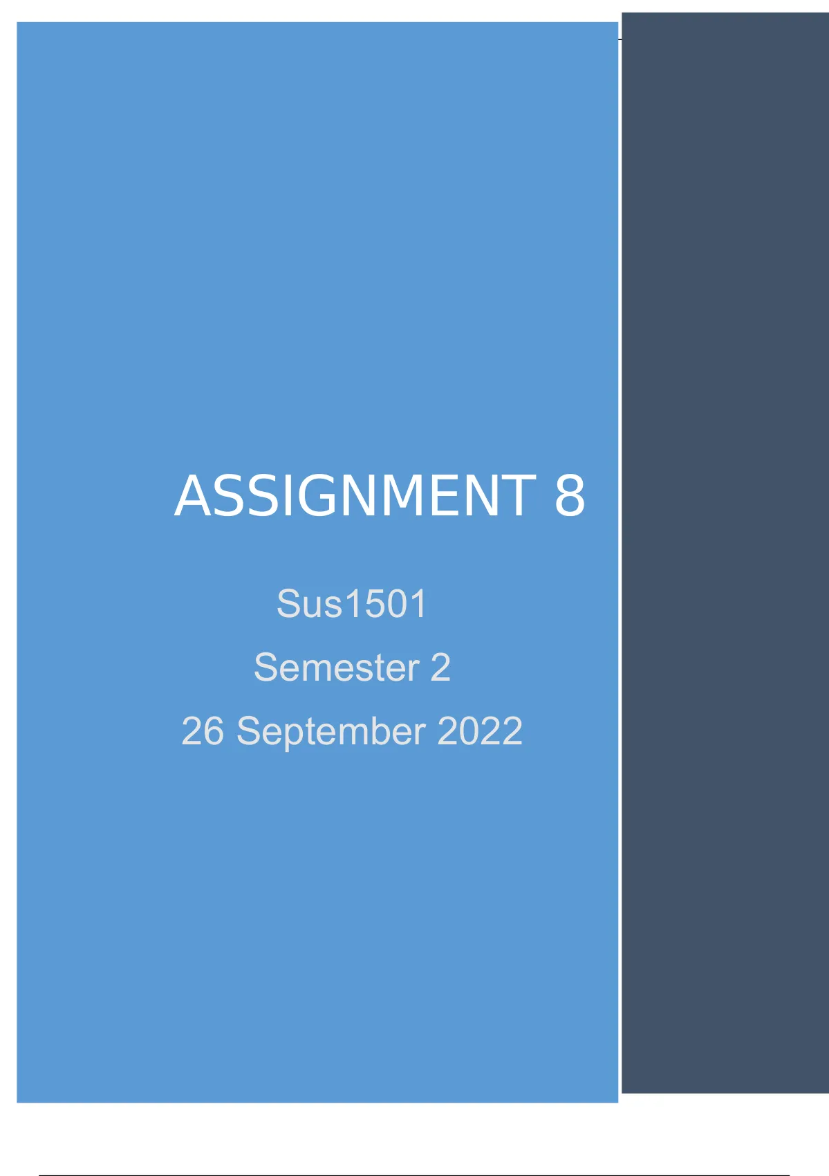 sus1501 assignment 8 2022