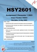HSY2601 Assignment 5 (FORUM ANSWERS) Semester 1 2023 (764816)