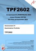 TPF2602 Assignment 51 (PORTFOLIO COMPLETE ANSWERS) 2023 (697360) - DUE 28 September 2023