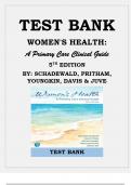 Test Bank for Women's Health&colon; A Primary Care Clinical Guide 5th Edition By&colon; Schadewald&comma; Pritham&comma; Youngkin&comma; Davis and Juve ISBN 9780135659663 Chapter 1-26 &vert; Complete Guide A&plus;