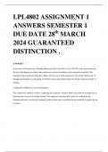 LPL4802 ASSIGNMENT 1 ANSWERS SEMESTER 1 DUE DATE 28th MARCH 2024 GUARANTEED DISTINCTION