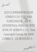  LEADERSHIP HESI EXIT VERSION 1  and v2 (V1 & V2) TEST BANK SCREENSHOTS (ALL 55 QUESTIONS & ANSWERS) WITH SOME OF VERSION 2 (V2) : Next Generation Format ALL 100% CORRECT – GUARANTEED A++ 