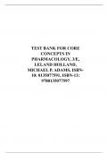 TEST BANK FOR CORE CONCEPTS IN PHARMACOLOGY  3RD EDITION LELAND HOLLAND, MICHAEL P. ADAMS, ISBN- 10: 0135077591, ISBN-13: 9780135077597