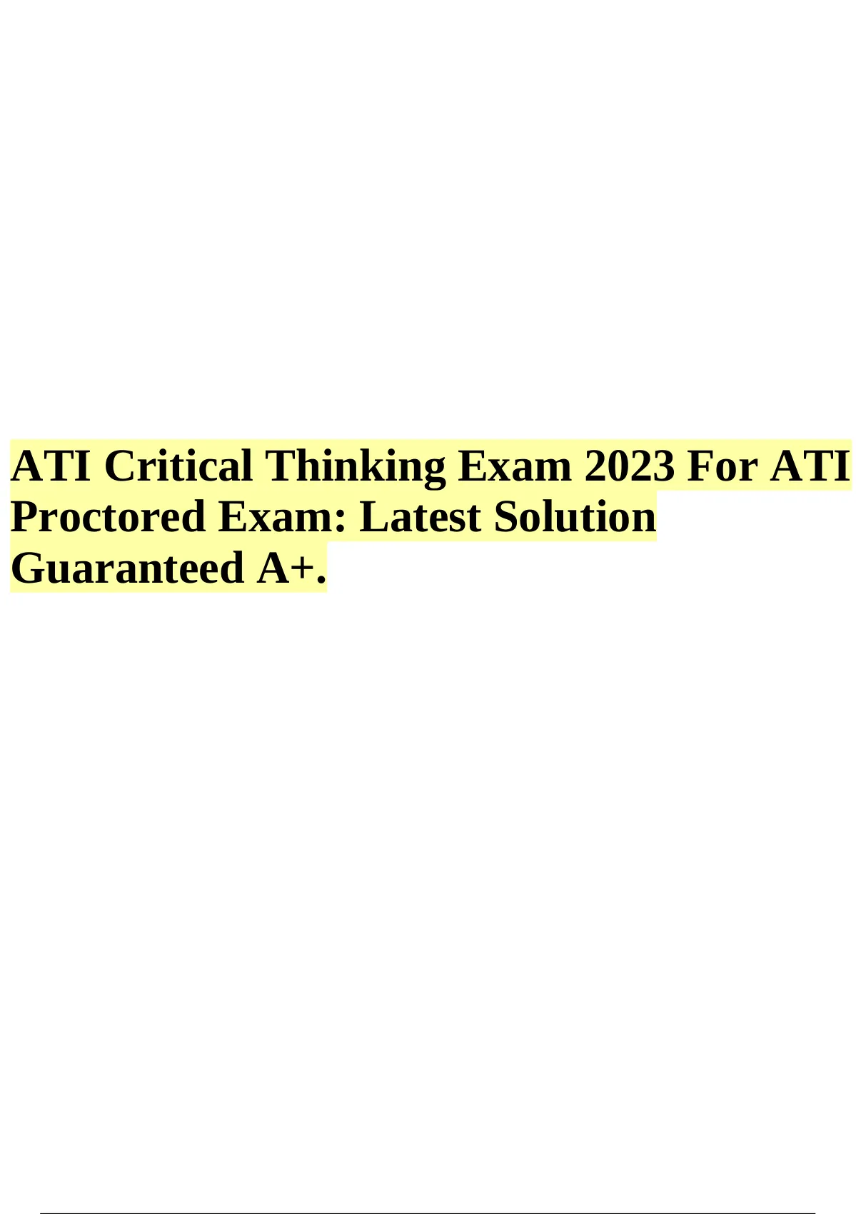 Ati critical thinking entrance exam