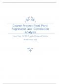 MATH 534 Week 7 Course Project, Final Part C; Regression and Correlation Analysis