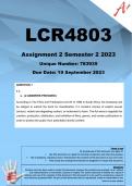 LCR4803 Assignment 2 (COMPLETE ANSWERS) Semester 2 2023 (783935) - DUE 19 September 2023