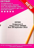 EST1501 Assignment 4 Answers (660569) Due 30 th September 2023 - ACE this Assignment with quality, relaible and accurate work! 