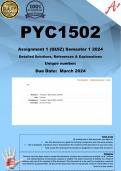 PYC1502  Assignment 1 (QUIZ ANSWERS) Semester 1 2024 - DUE March 2024 