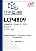 LCP4809 Assignment 1 (DETAILED ANSWERS) Semester 1 2024 - DISTINCTION GUARANTEED 