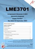 LME3701 Assignment 2 (RESEARCH PROPOSAL ANSWERS) Semester 2 2023  - DUE 1 September 2023