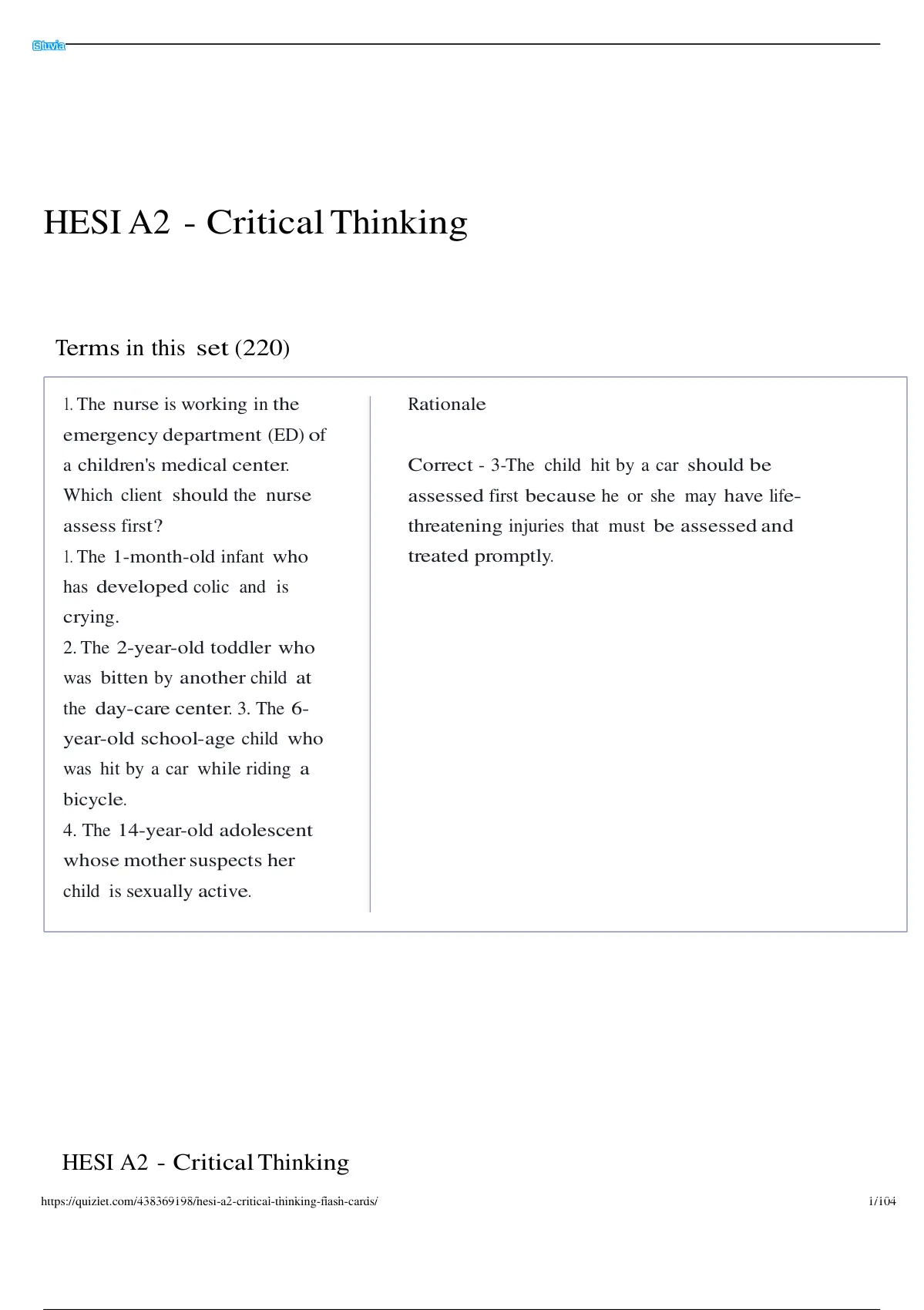 hesi a2 critical thinking quizlet 2022