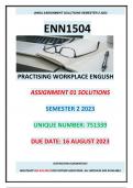 ENN1504 ASSIGNMENT 01 SOLUTIONS, SEMESTER 2, 2023