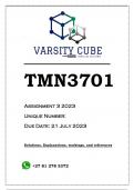 TMN3701 Assignment 3 (DISTINCTION ANSWERS) 2023 - DUE 21 July 2023