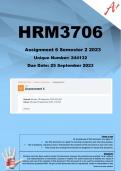 HRM3706 Assignment 6 (COMPLETE ANSWERS) Semester 2 2023 (244132 ) - DUE 25 September 2023