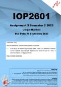 IOP2601 Assignment 3 (COMPLETE ANSWERS) Semester 2 2023  - DUE 19 September 2023