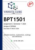 BPT1501 Assignment 2 &lpar;DETAILED ANSWERS&rpar; Semester 1 2024  - DISTINCTION GUARANTEED 