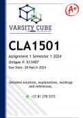 CLA1501 Assignment 1 (DETAILED ANSWERS) Semester 1 2024 (368325) - DISTINCTION GUARANTEED