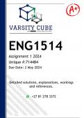 ENG1514 Assignment 1 (DETAILED ANSWERS)  2024  - DISTINCTION GUARANTEED