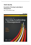 Test Bank - Essentials of Nursing Leadership & Management&comma; 8th Edition &lpar;Weiss&comma; 2024&rpar;&comma; Chapters 1-16 &vert; All Chapters Covered