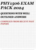 PHY1506 EXAM PACK 2024