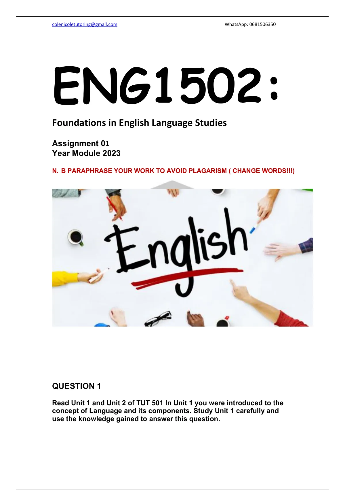 eng1502 assignment 1 answers 2023