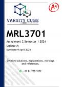 MRL3701 Assignment 2 (ANSWERS) Semester 1 2024 - DISTINCTION GUARANTEED