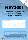HSY2601 Assignment 5 (COMPLETE ANSWERS) Semester 2 2023 (626324) - DUE 27 October 2023