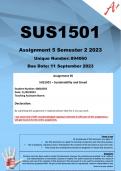 SUS1501 Assignment 5 (COMPLETE ANSWERS) Semester 2 2023 (894060) - DUE 11 September 2023
