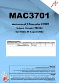 MAC3701 Assignment 1 (COMPLETE ANSWER) Semester 2 2023 (786144) - DUE 21 August 2023