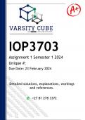 IOP3703 Assignment 1 (DETAILED ANSWERS) Semester 1 2024 (883253) - DISTINCTION GUARANTEED 
