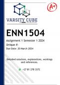 ENN1504 Assignment 1 (DISTINCTION ANSWERS) Semester 1 2024  - DISTINCTION GUARANTEED