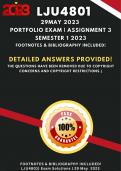 LJU4801 Portfolio Exam (29 May 2023 ) Footnotes and Bibliography included! (The questions have been removed due to copyright concerns and copyright restrictions.)