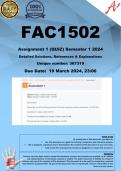 FAC1502 Assignment 1 (COMPLETE ANSWERS & WORKINGS) Semester 1 2024 (367319) - DUE 19 March 2024