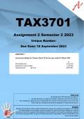 TAX3701 Assignment 2 (COMPLETE ANSWERS) Semester 2 2023 - DUE 18 September 2023