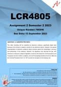 LCR4805 Assignment 2 (COMPLETE ANSWERS) Semester 2 2023 (785546) - DUE 13 September 2023