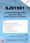SJD1501 Assignment 7 (COMPLETE ANSWERS) Semester 2 2023 (643355) - DUE 13 November 2023